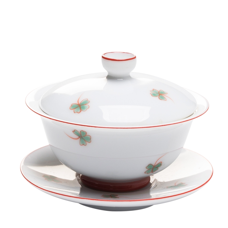 Qiao mu blue - and - white tureen ceramic bowl with manual three bowl clovers hand grasp teapot do kung fu tea set