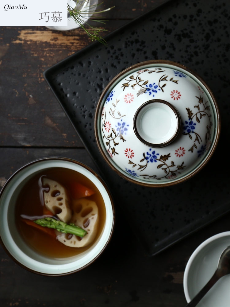 Qiao mu creative ceramics with cover a small bowl of household stew restaurant dessert cup steaming rice bowls stewed bird 's nest egg bowl of porridge