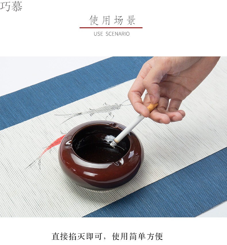 Qiao mu creative move variable ashtray household ceramic tea tea accessories zero with small portable ashtray