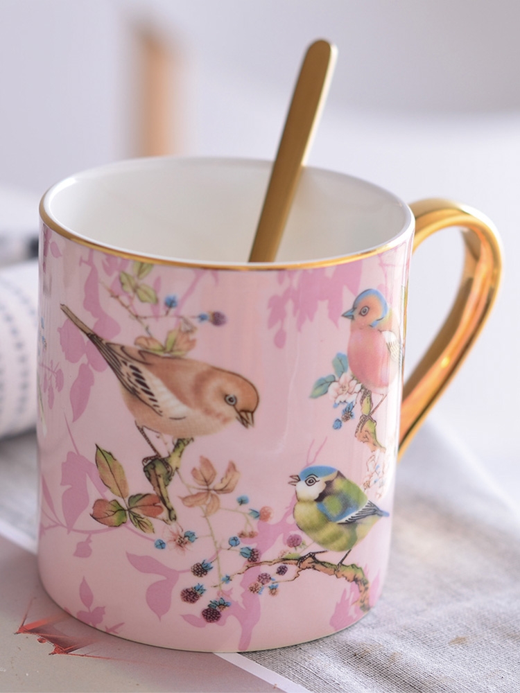 Qiao mu Nordic ceramic cup ins creative mark cup coffee keller with spoon ipads China small European - style key-2 luxury in the afternoon