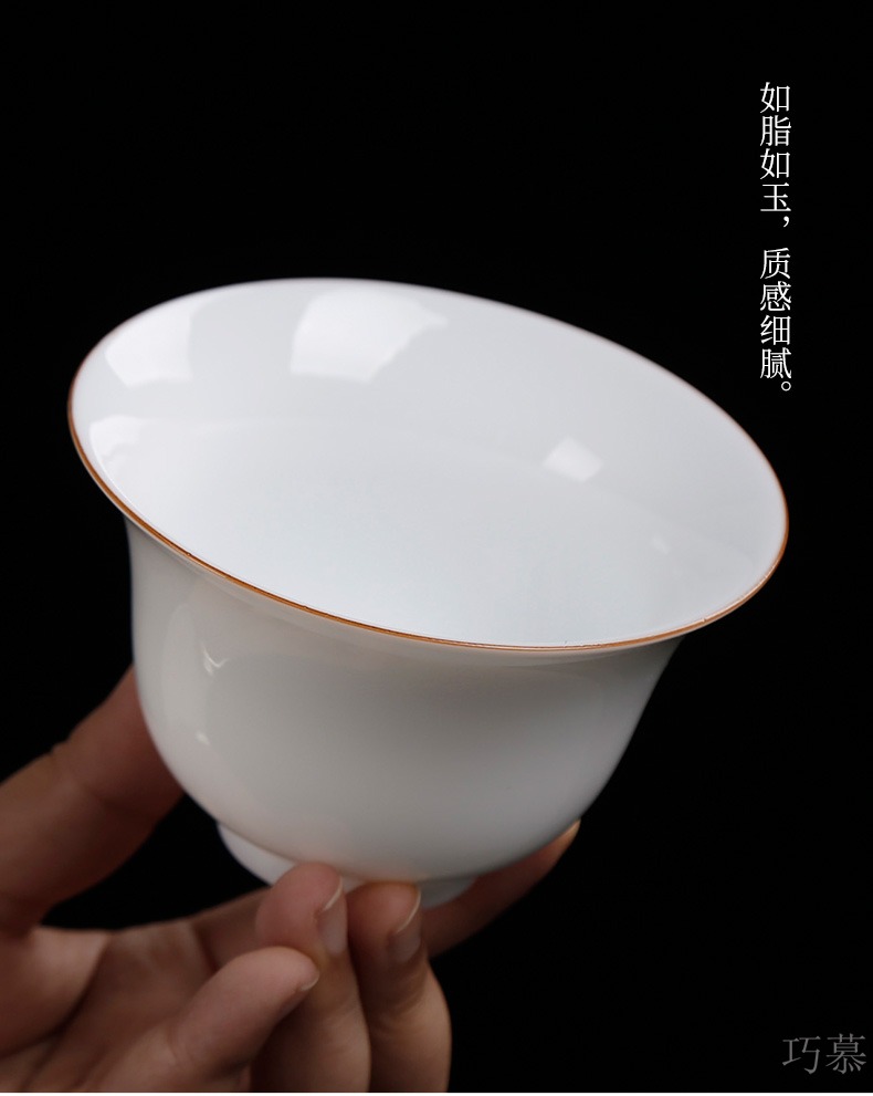 Sweet white jade qiao mu PMZ dehua porcelain ceramic kung fu tea tea tureen lid only three tureen finger size