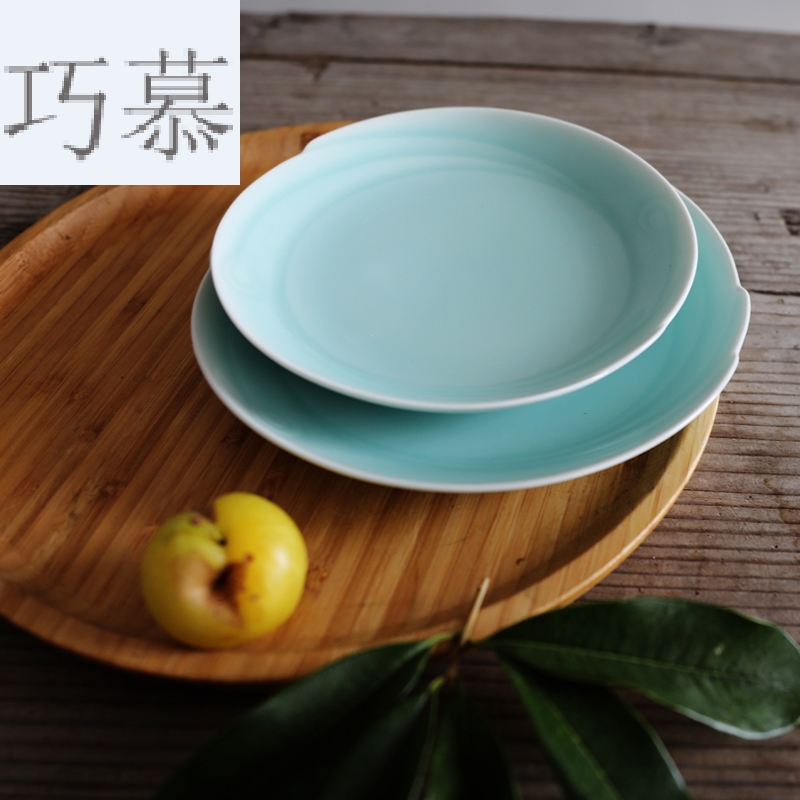 Qiao mu QOJ longquan celadon dish dish household of Chinese style ceramic plate 7-10 inch chicken feather dish of dish plates all the meals