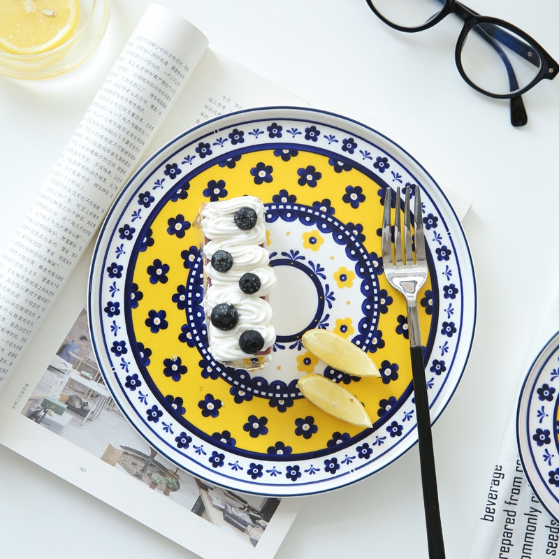 Qiao mu CDW life be beautiful like summer flowers, hand - made ceramic disc flat steak plate of western - style food tableware PZ - 72 plate