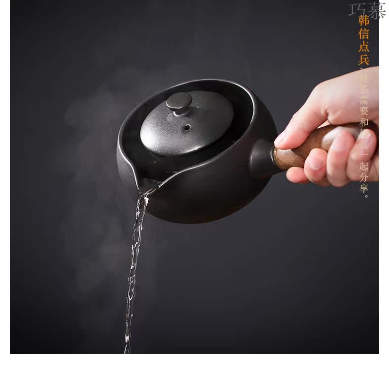 Qiao mu lateral cook cook Japanese ceramic teapot tea teapot flower pot black household electric TaoLu restoring ancient ways the teapot