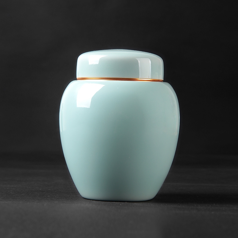 Qiao mu QYX caddy fixings ceramic seal storage tanks longquan celadon small portable tea caddy fixings household ceramics