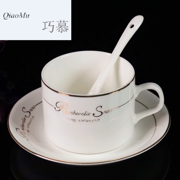Qiao mu European ceramic coffee cup sets of high - grade up phnom penh creative four - piece spoon with ipads China coffee cups and saucers