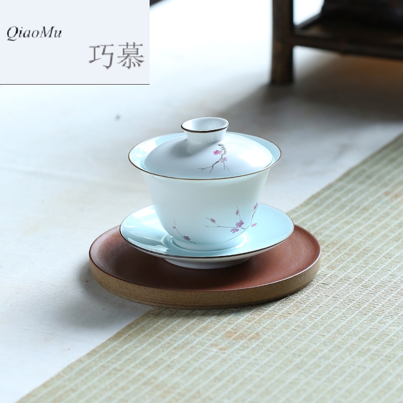 Qiao longed for a complete set of tea set hand tureen jingdezhen ceramic household 6 people contracted kung fu tea service master