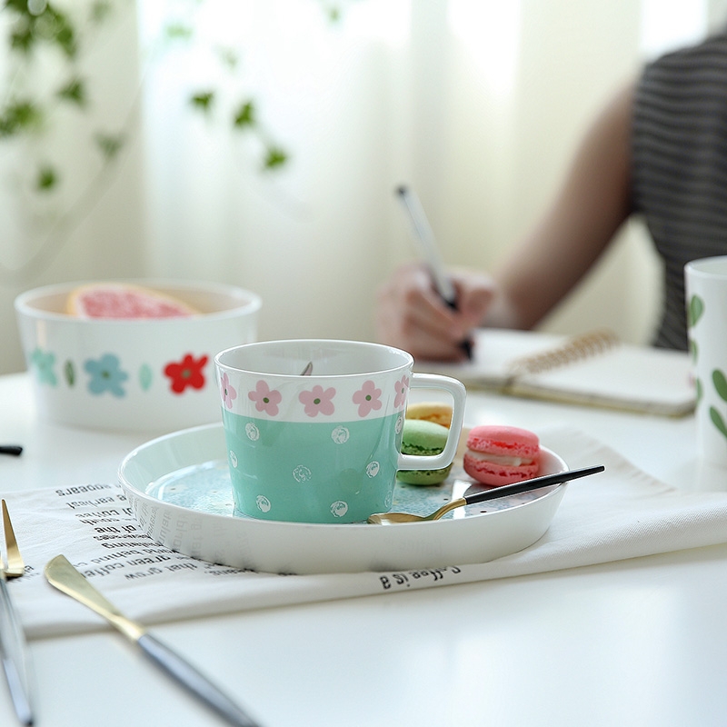 Qiao mu CDW beautiful garden series ceramic disc rice bowls of coffee cups and saucers mark cup plate PZ - 61
