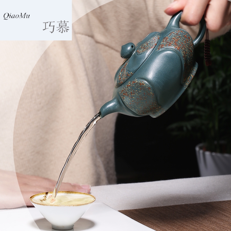 Qiao mu HM 【 】 famous yixing it pure manual undressed ore green dot color eight side of the republic of China and exquisite teapot tea