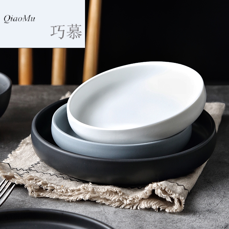 Qiao mu northern wind ceramic dish dishes suit by by 2/4/6 people contracted creative combination of household ins tableware couples to use