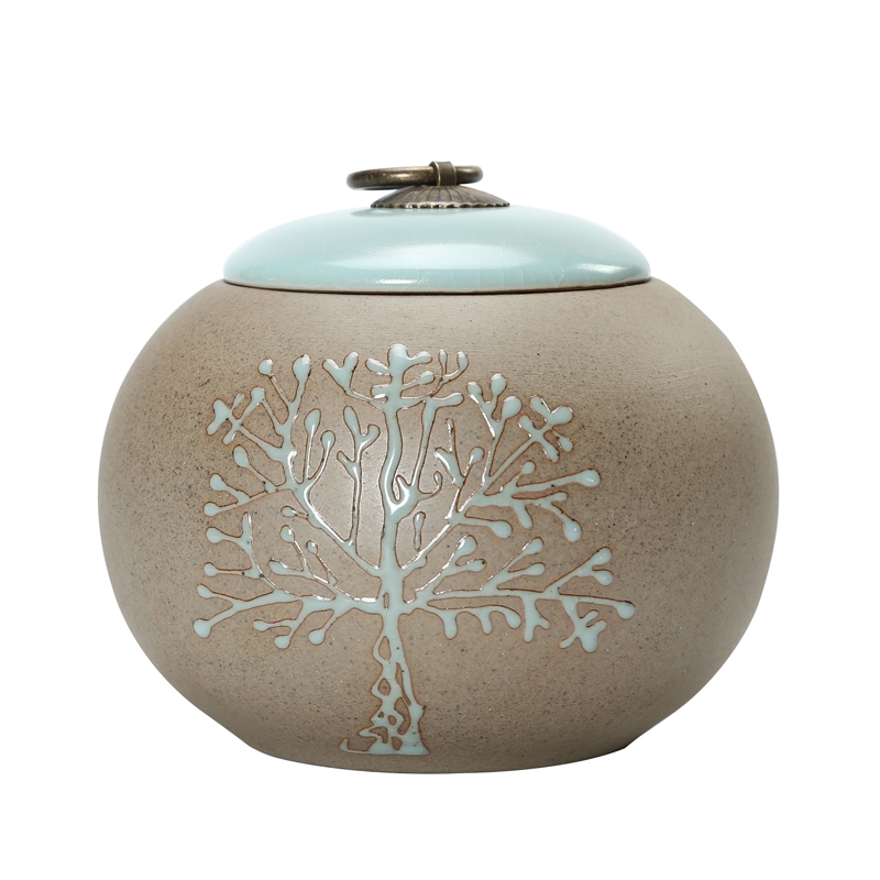 Qiao mu ceramic medium size seal pot black tea tea caddy fixings coarse TaoCun tank household caddy fixings
