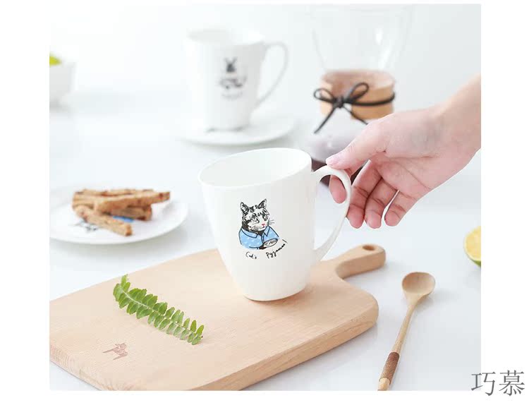 Qiao mu mugs creative household glass ceramic cup with saucer picking lovely cup of milk for breakfast coffee cup
