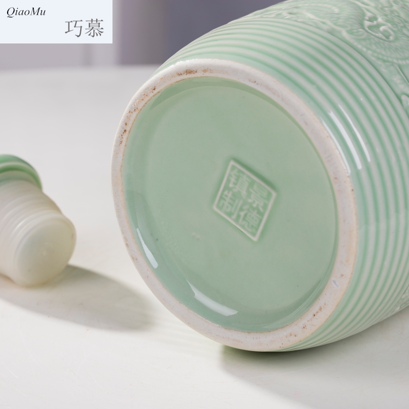 Qiao mu jingdezhen ceramic seal jars with bottle wine bottle wine 1 kg white wine wine wine wine with a gift