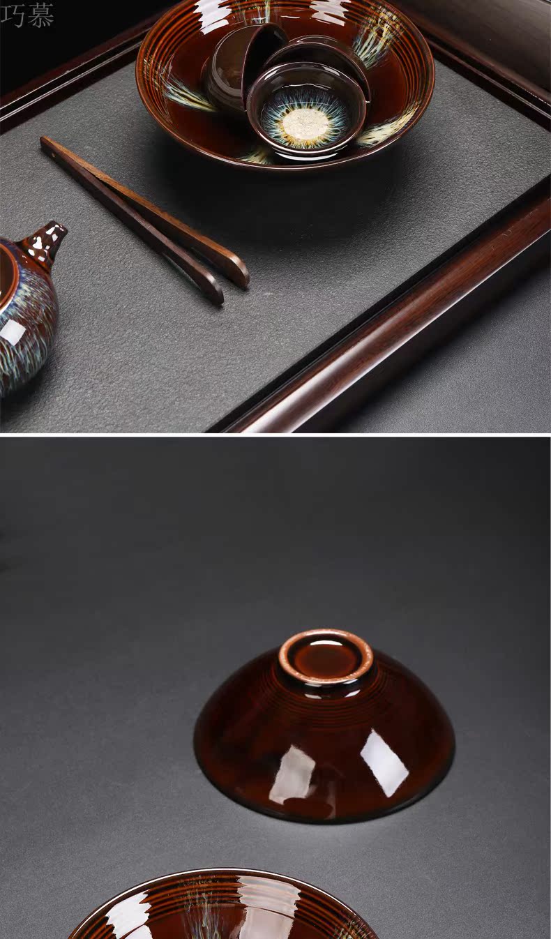 Qiao mu drawing red glaze up ceramic tea to wash hand hat to always built kung fu tea accessories cup for wash the writing brush washer