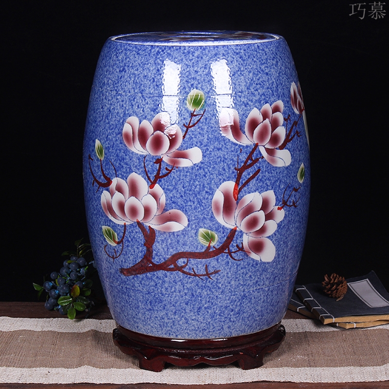 Qiao mu jingdezhen ceramic barrel ricer box 20 jins 30 jins home with cover seal storage tank is 50 kg oil cylinder to kitchen