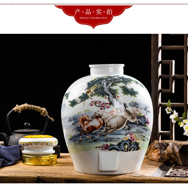 Qiao mu jingdezhen empty jar ceramic bottle seal pot liquor pot home 20 jins 30 jins with leading mercifully