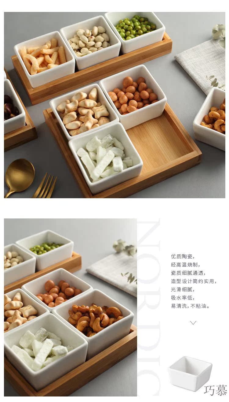 Nordic Qiao mu DHT ceramic creative seeds plate dry fruit tray, fruit dish bamboo ceramic bowl of sugar in the living room