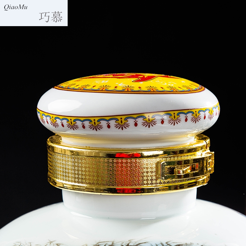 Qiao mu jingdezhen empty jar ceramic bottle seal pot liquor pot home 20 jins 30 jins with leading mercifully