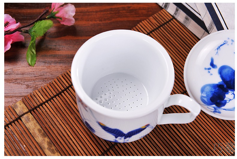 Qiao mu CMK jingdezhen pure hand - made ceramic cups with cover filter glass cup and ms office cup