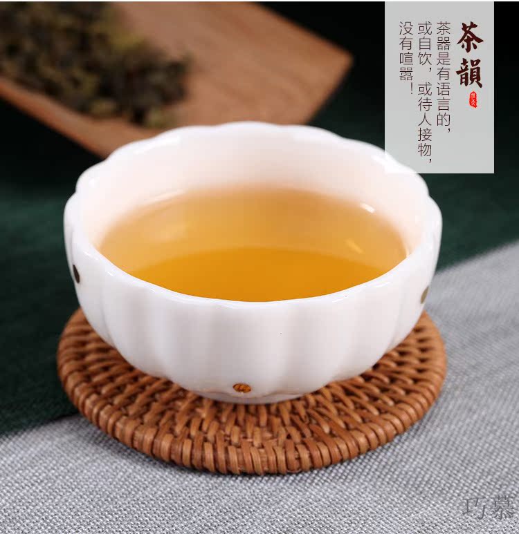 Qiao mu modern white hand paint sample tea cup contracted ceramic cups kung fu tea set personal single stroke