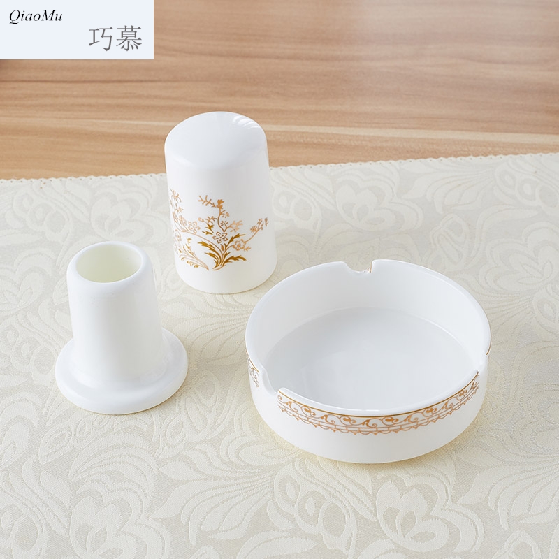 Qiao mu ipads porcelain ceramic small ashtray ashtray toothpicks extinguishers toothpick box can form a complete set of tableware European gold