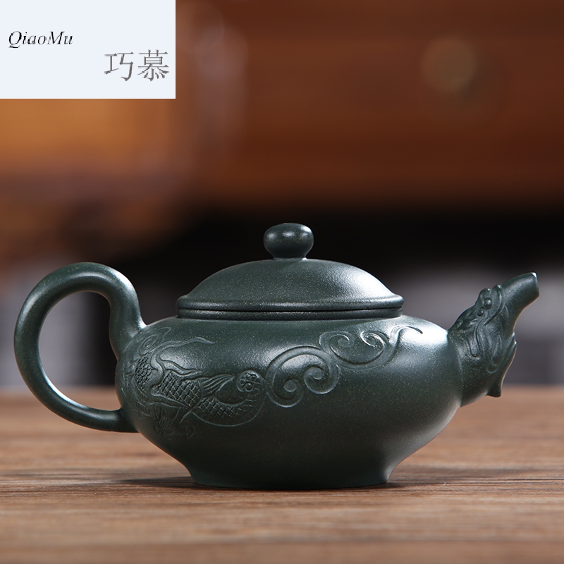 Qiao mu HM yixing famous pure manual it undressed ore azure mud dragon turned things around the home teapot tea set