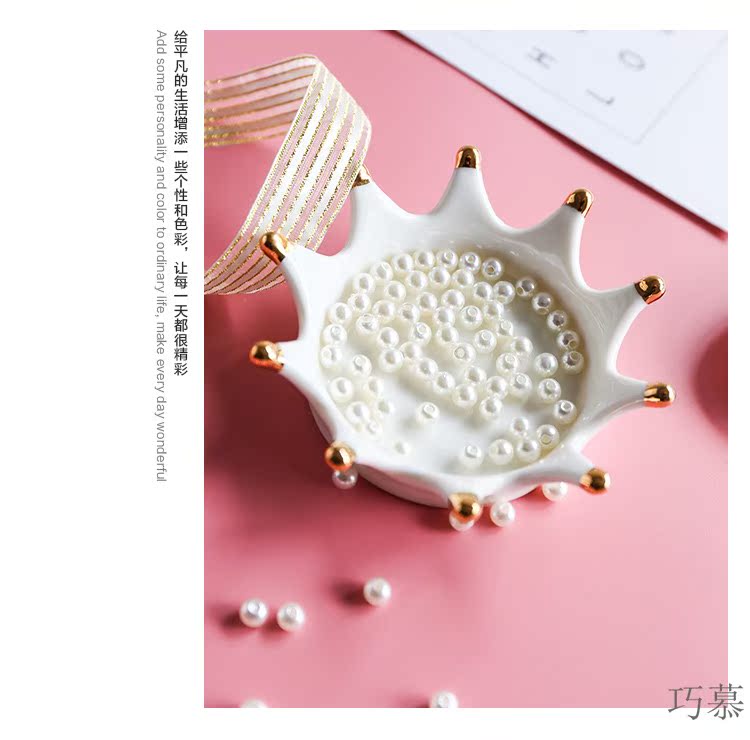 Qiao mu Nordic ins small wind see colour ceramic plate breakfast plate key jewelry receive plate product furnishing articles