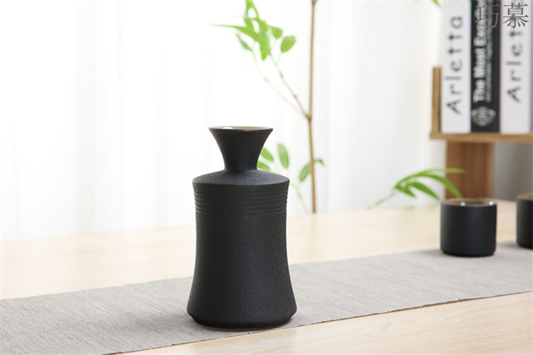 Qiao mu ceramic temperature wine pot black he its drank wine suits for coarse pottery wine glass with points a small handleless wine cup small household porcelain