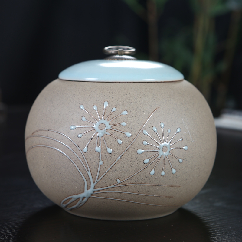 Qiao mu ceramic medium size seal pot black tea tea caddy fixings coarse TaoCun tank household caddy fixings