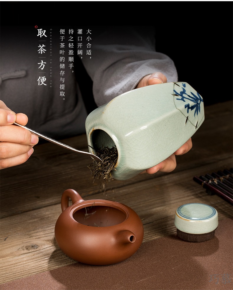 Qiao mu CMJ caddy fixings warehouse sealed storage storage POTS jingdezhen hand - made ceramic tea pu 'er tea can travel