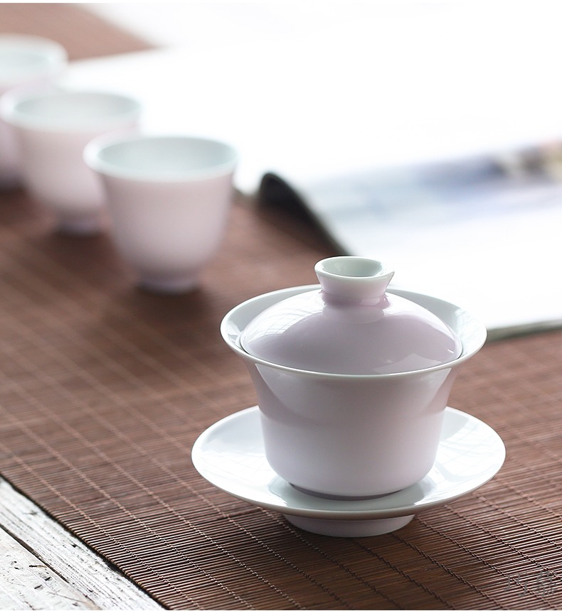 Qiao mu color glaze tureen jingdezhen ceramic cups kung fu tea set three to make tea cup large S11038