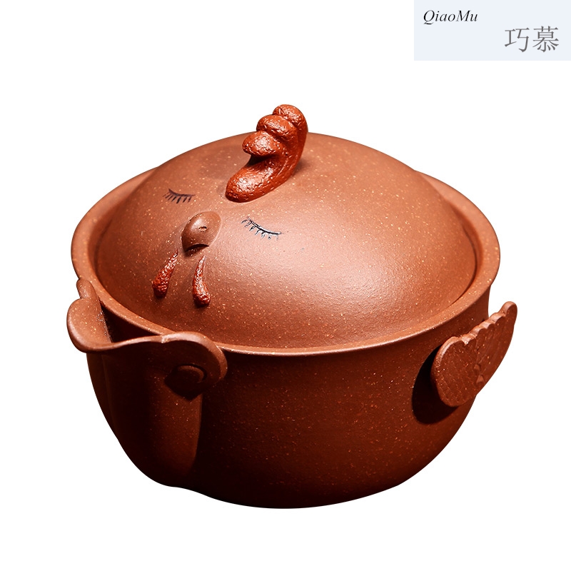 Qiao mu prosperous wealth dog tureen teapot yixing purple sand crack cup office suit portable kung fu travel tea set