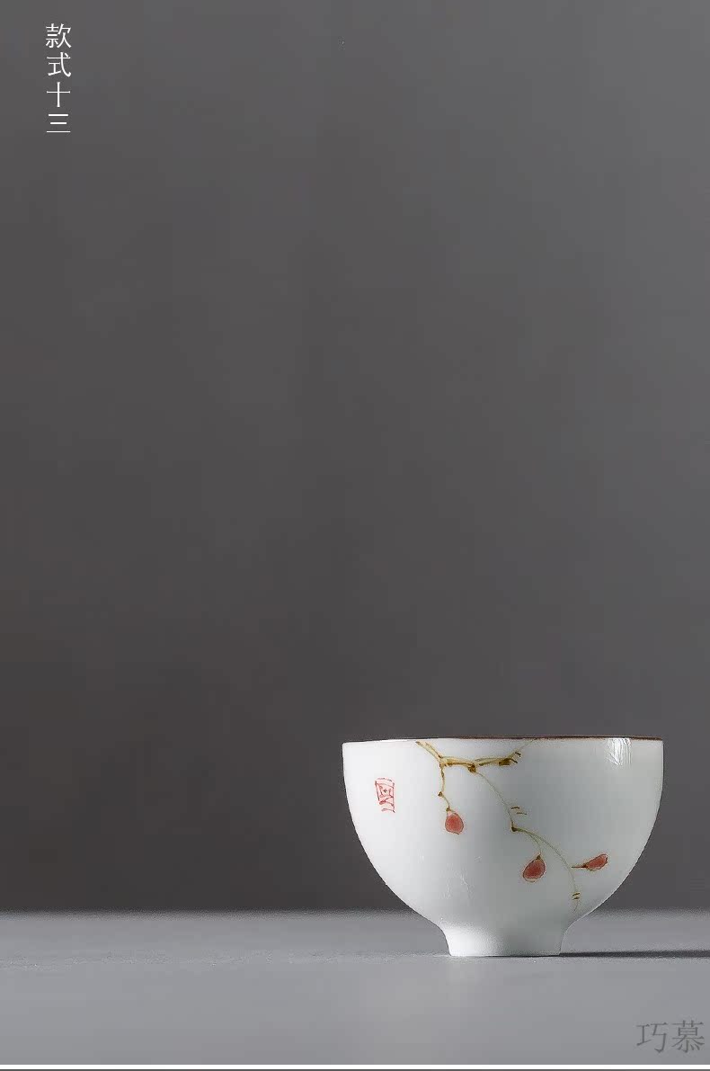 Qiao mu hand - made sample tea cup six masters cup red kung fu tea tea pu - erh tea cups of blue and white porcelain cups