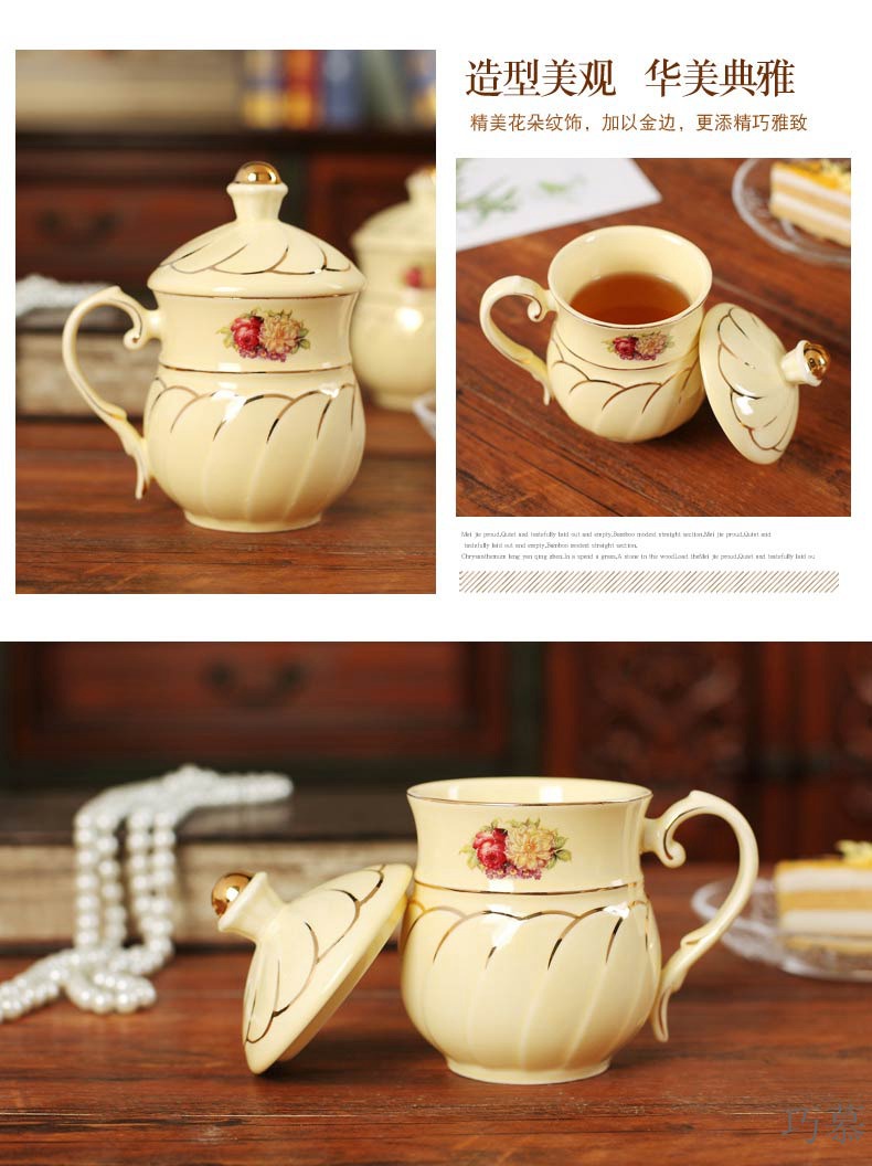 Qiao longed for European cup suit household ceramics sitting room with water glass heat - resistant glass tray with cold tea kettle