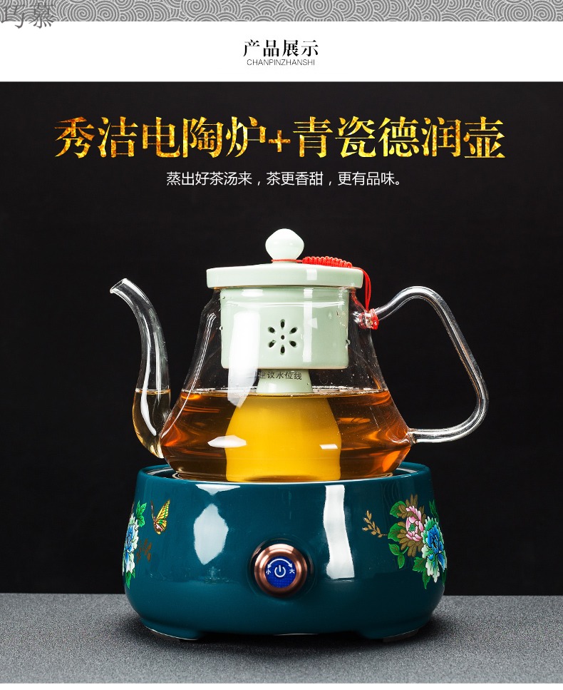 Qiao mu glass boiling kettle household black tea pu 'er tea is steaming kettle electric TaoLu boiling tea stove kettle suits for