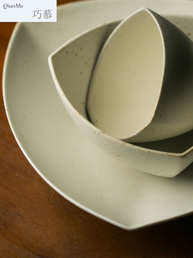 For creative ceramic baishan trilateral small bowl of rice, a bowl of fruit cold dish irregular small bowl of soup bowl dinner plate