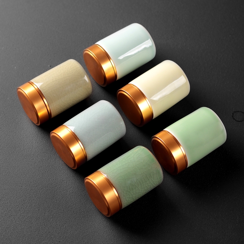 Qiao mu QYX mini caddy fixings longquan celadon portable travel pu - erh tea POTS ceramic small POTS sealed tea