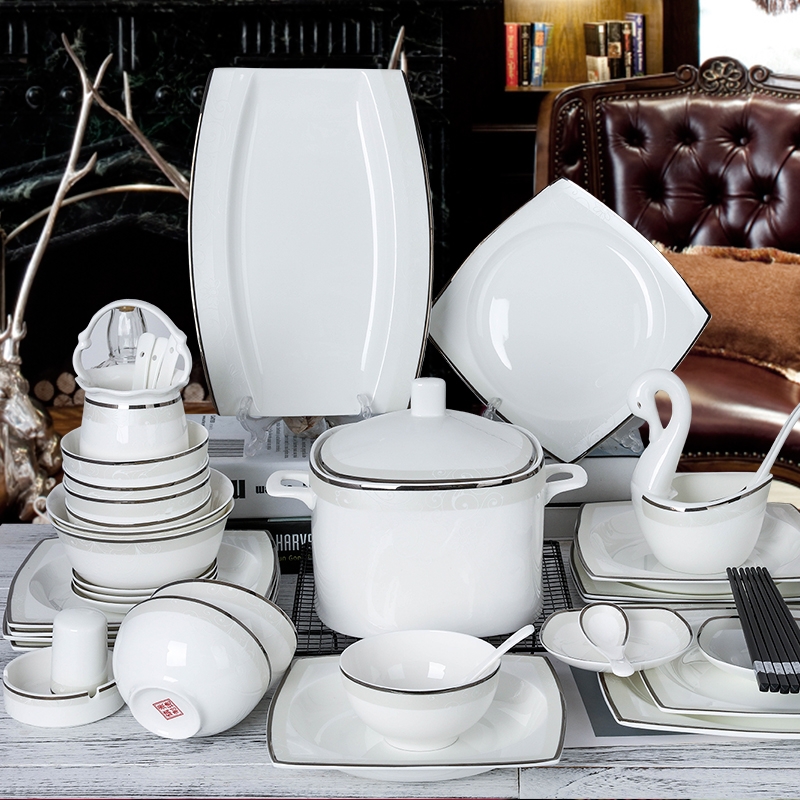 Qiao mu jingdezhen ceramic dishes suit household ipads porcelain tableware suit Japanese bowl dish European style of eating Chinese style