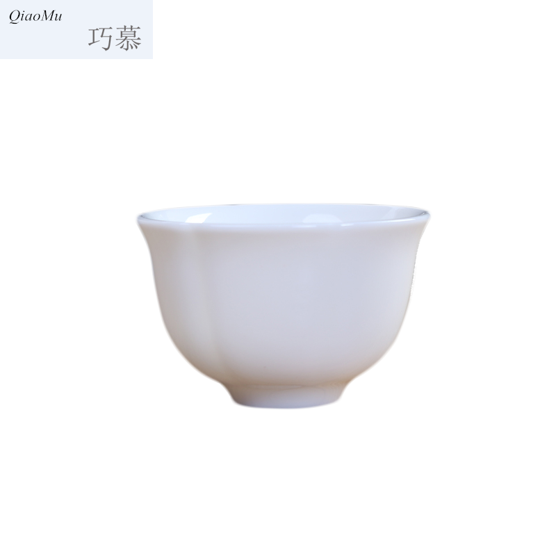 Qiao mu dehua white porcelain ceramic cups kung fu masters cup single tea cup, pure white bowl household small cup only