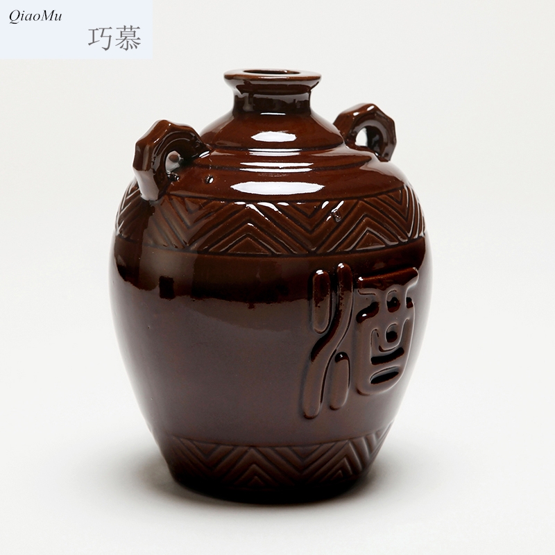 Qiao mu small jar jar of archaize ceramic bottle 2 jins pack a container home empty wine bottle wine words of my ears