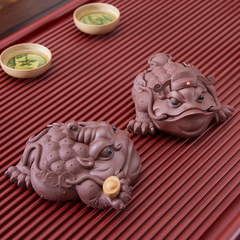 Qiao mu tea pet office violet arenaceous riches hand - carved tea furnishing articles yixing spittor kung fu tea accessories