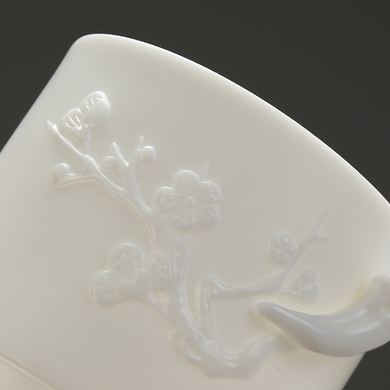 Qiao mu dehua white porcelain cup getting office tea cup of high - grade ceramic cups with cover mark cup without glaze surface