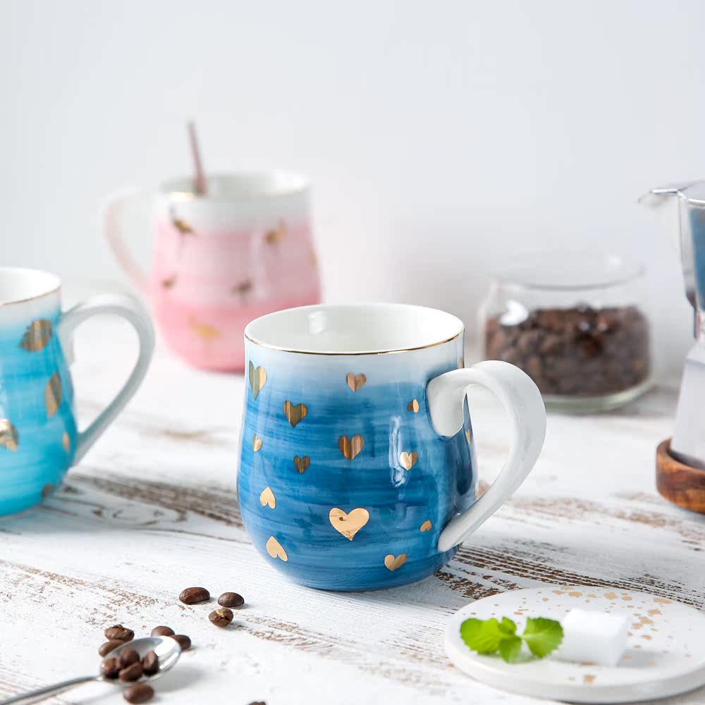 Qiao mu CDW Nordic breakfast cup home coloring change ceramic keller cup coffee cup large - capacity water cup B - 135