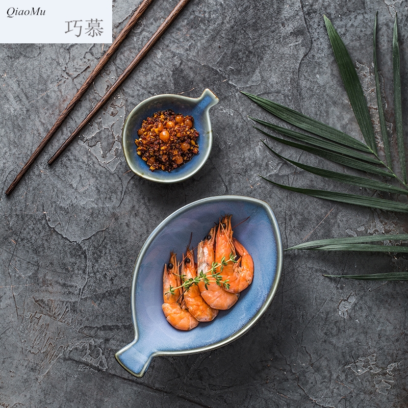 Qiam qiao mu fashion creative ceramic tableware suit Japanese Korean dish plate express little fish dish dish of sauce