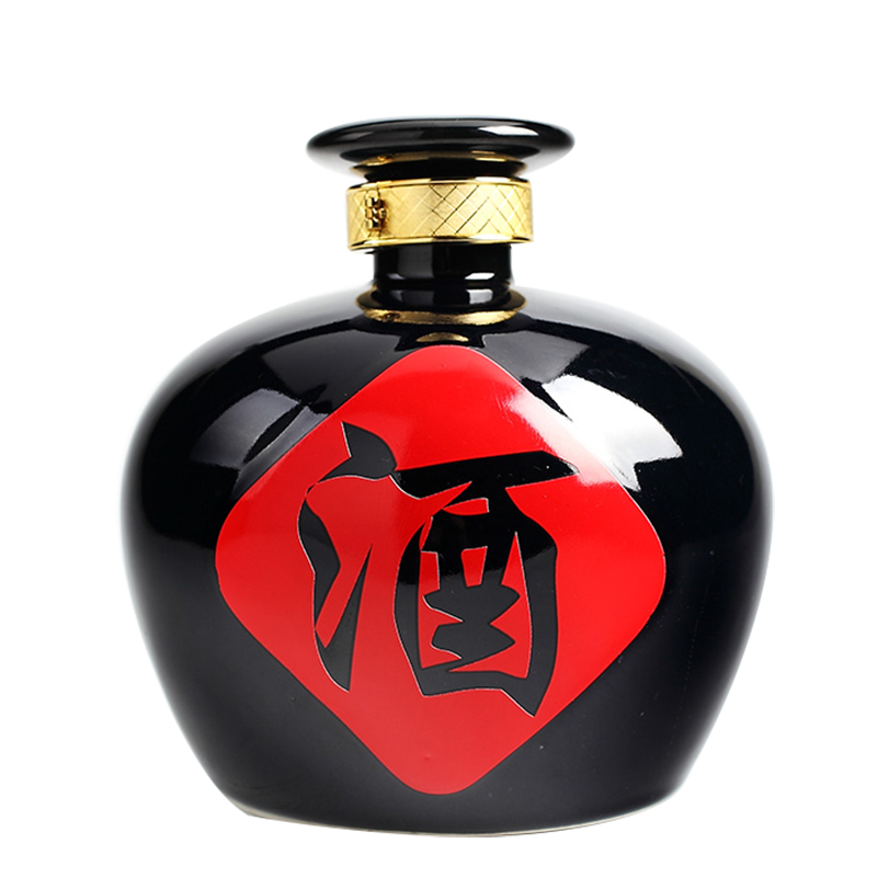 Qiao mu to restore ancient ways small black porcelain bottle expressions using 1 catty 2 jins 3 jins 5 jins of empty wine bottle seal black glaze jar with a card