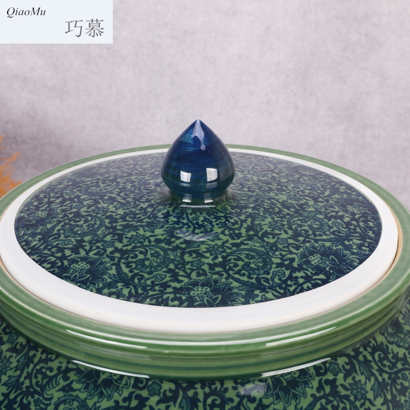 Qiao mu jingdezhen ceramic barrel storage bins moistureproof insect - resistant cylinder ricer box kg30 20 jins 50 kg sealed with cover