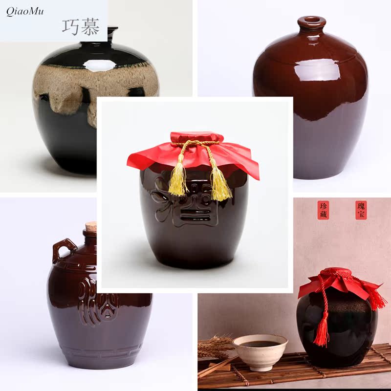 Qiao mu bales mail yixing earthenware jars 5 jins of retro home brew pot liquor pot cylinder ceramic empty bottles