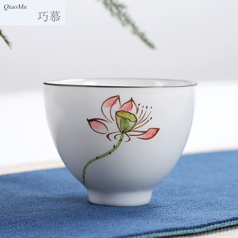 Qiao mu dehua white porcelain hand - made ceramic cups of jade porcelain personal kung fu tea sample tea cup single cup large master CPU