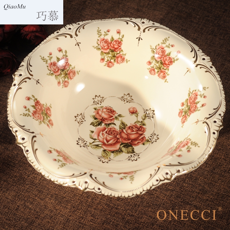 Qiao mu ou compote restoring ancient ways is the living room large fruit basin ceramic fruit bowl suit creative home furnishing articles fruit bowl