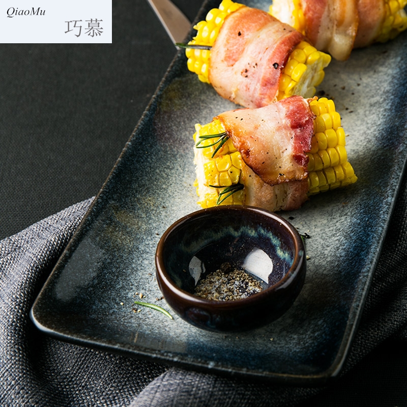 Qiao mu Japanese ceramic plates of sushi rectangular plate creative western food steak dessert of disk all the household flat